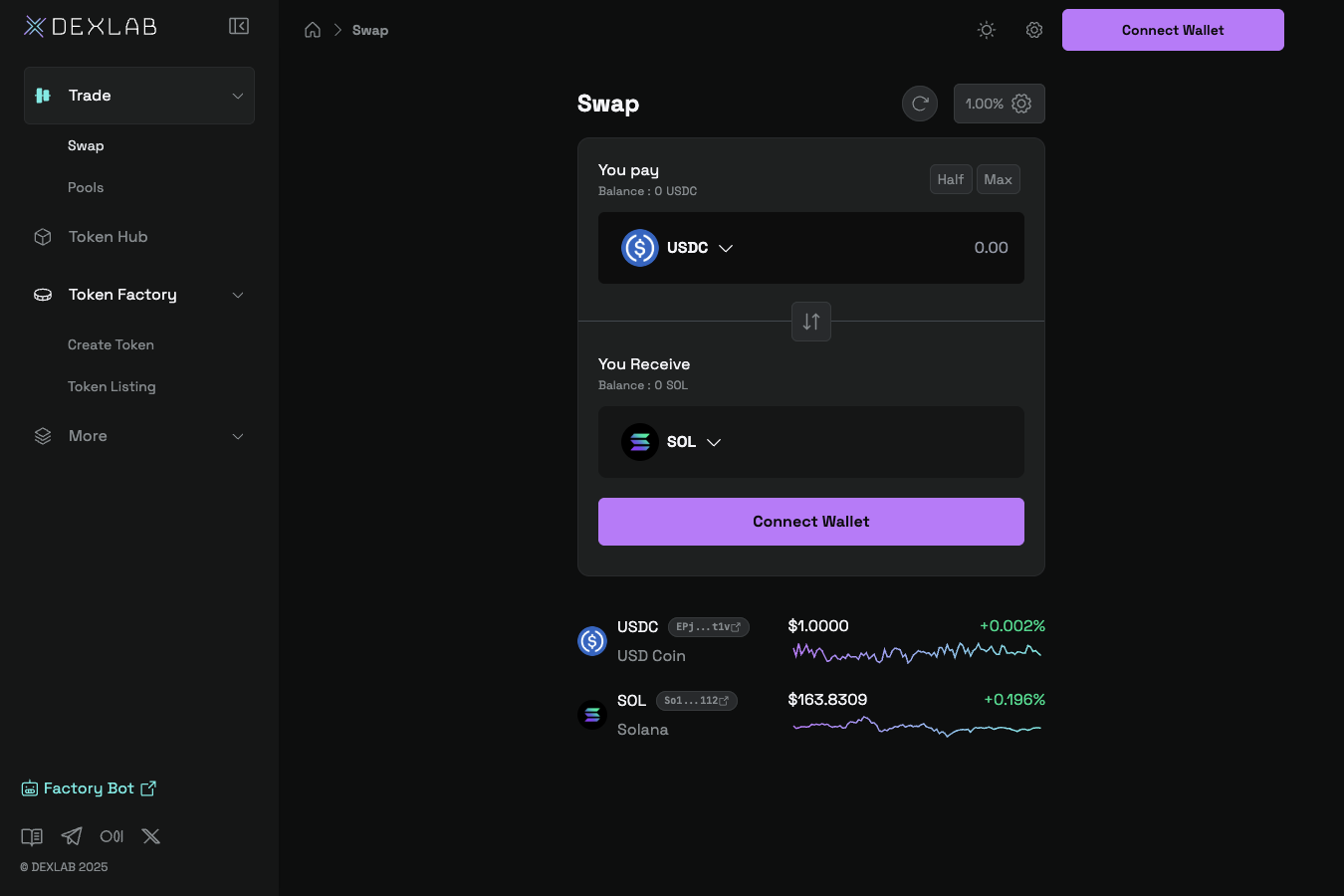 Trade product screen